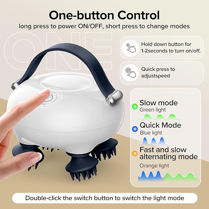 Scalp Massager, Head Massager Scalp with Tangle-Resistant Design, Portable Head Massager, Hair Massagers with 12 Massage Heads, 3 Modes, Mothers Day Gifts, Father Day Gifts for Mom, Dad IOOKNA
