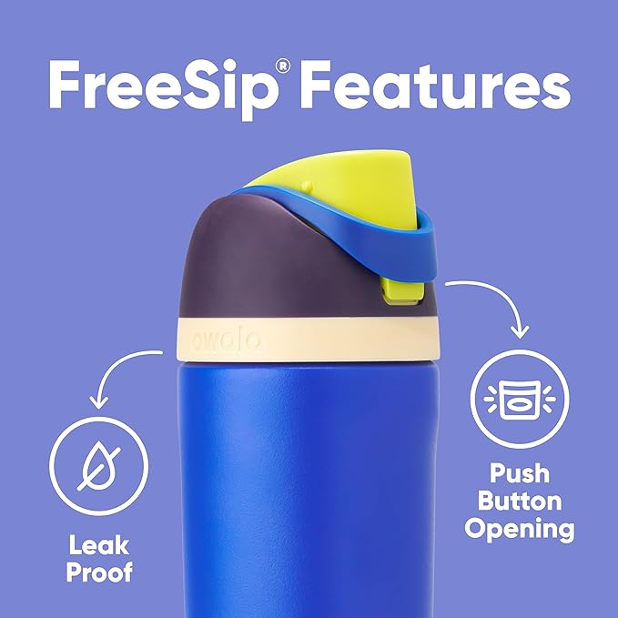 Owala Kids FreeSip Insulated Stainless Steel Water Bottle with Straw for Sports, Travel, and School, BPA-Free Sports Water Bottle, 16 oz, Celestial Sphere Owala
