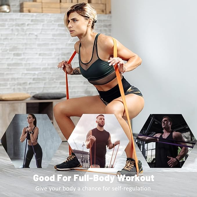 Resistance Bands, Pull Up Assist Bands - Workout Bands, Eexercise Bands, Long Resistance Bands Set for Working Out, Fitness, Training, Physical Therapy for Men Women - Bloomnest