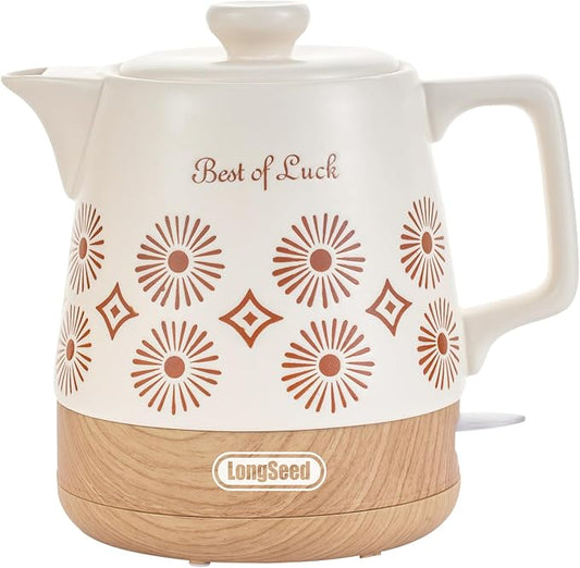 Ceramic Electric Kettle Pot 1.1 Quart, Boiling Water boiler, Teapot Automatic Shut-Off, BPA-Free, Rapid Boil For Coffee & Tea, Boil-Dry Protection, 1000W