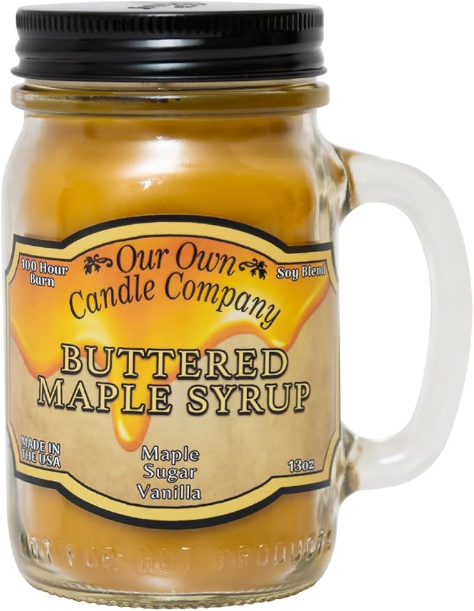 Our Own Candle Company Buttered Maple Syrup Scented 13 Ounce Mason Jar Candle - Bloomnest