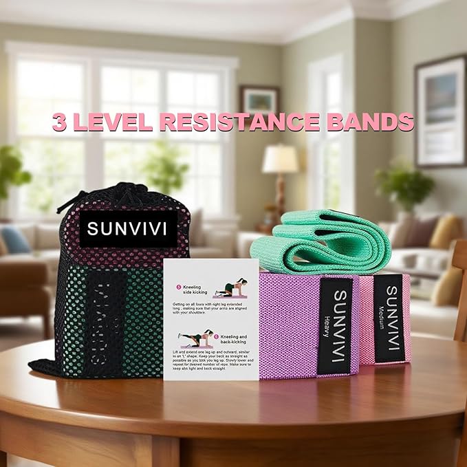 Resistance Bands for Working Out, Fabric Loop Exercise Bands for Legs and Butt, Workout Bands Set for Women and Men, 3 Booty Bands for Yoga, Pilates and Fitness - Bloomnest
