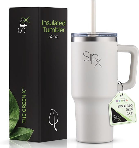 SIPX™ Insulated Tumbler With Lid And Straw, 30oz. Tumbler With Handle Keeps Cold 12 Hours, Water Bottle Thermos With Lid, BPA-Free Reusable Insulated Coffee Tumblers, Travel Mug Great For Beach Party - Bloomnest