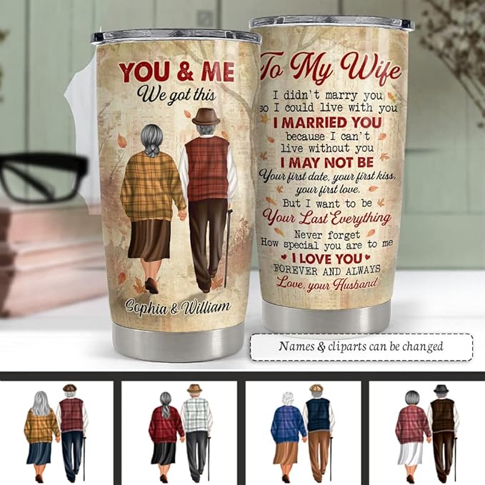 SANDJEST Personalized Couple Tumbler To My Wife You And Me 20oz 30oz Tumblers with Lid Gift for Couples Husband Wife Boyfriend Girlfriend Christmas Birthday Valentine Anniversary - Bloomnest
