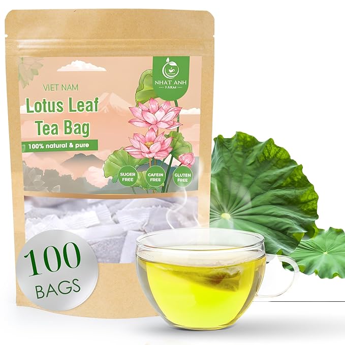 NHAT ANH FARM - Premium Lotus Leaf Tea Bags, 100 Teabags, 100% Natural, Hand-Selected Lotus Leaf Tea Bags, No Additives, Sugar-Free,Caffeine-Free. Good For Your Health. - Bloomnest