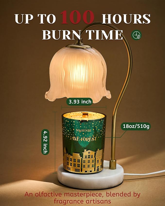M&SENSE Pine Forest Christmas Candles, Large Winter Scented Soy Candles, Cracking Wooden Wick 18oz 100 Hours Long Lasting Clean Burn, Luxury Holiday Gifts for Relaxation, Stress Relief - Bloomnest