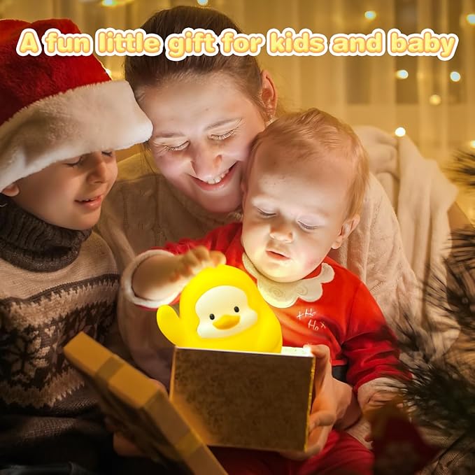 Night Light for Kids, Rechargeable Dimmable Silicone LED Nightlight with 7 Colors, Baby Nursery Night Lamp, Touch Squishy Lamp, Cute Gifts for Girls, Boys, Toddler Room Decor, Yellow Duck - Bloomnest