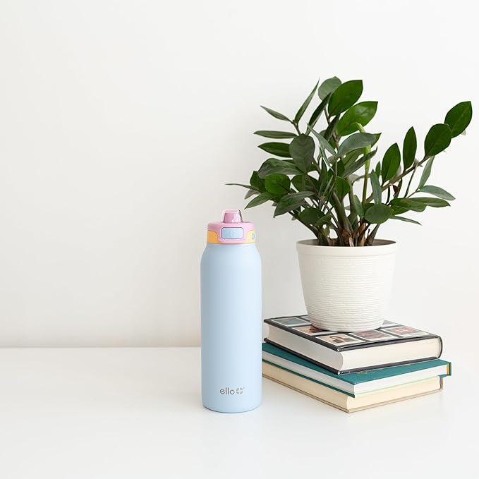 Ello Pop & Fill Insulated Stainless Steel Water Bottle with Quick Fill Lid, Leakproof Locking, Sip or Chug Spout, BPA-Free, Double Wall Vacuum Insulated for Sports, Travel & School- 22oz / 32oz / 40oz Ello