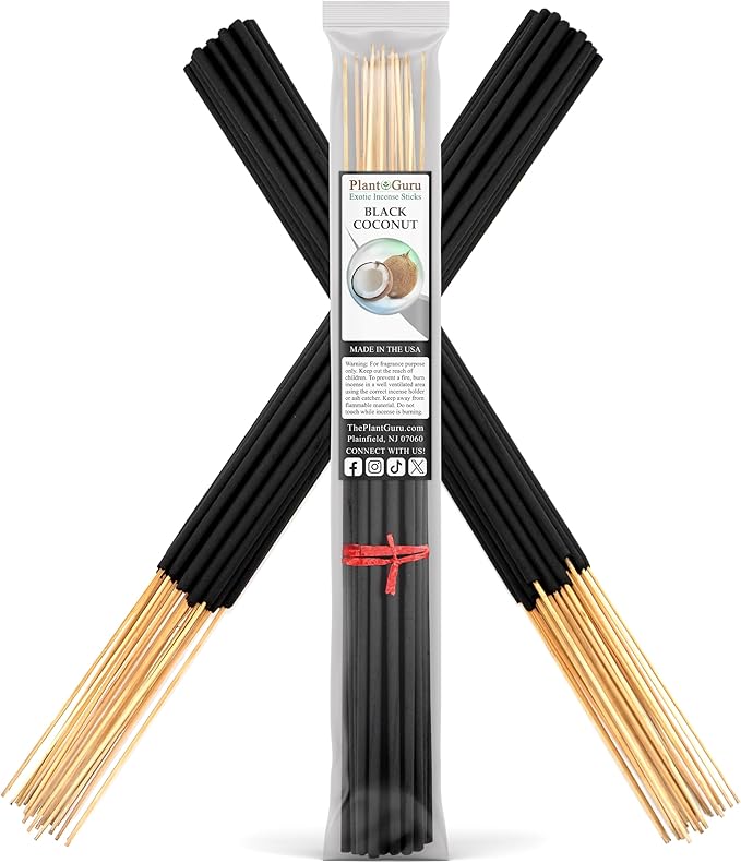 Black Coconut Exotic Incense Sticks Jumbo 19 Inch Long - Bulk 1 Bundle 27 to 30 Sticks - Natural 19" Extra Large with A Smooth Aroma That Burns for 3 to 4 Hours Each. - Bloomnest