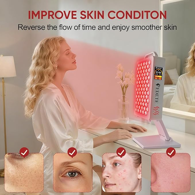 Red Light Therapy for Face & Body, 630nm 660nm 810nm 850nm and 940nm 5 Wavelengths Near Infrared Light Therapy Panel, 70 Dual Chip LEDs Red Light Therapy Device for Skin Care, Sleep, Pain Relief. T70Z PedeteLLC