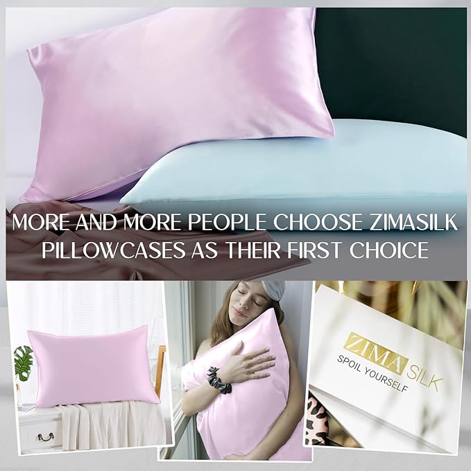ZIMASILK 100% Pure Mulberry Silk Pillowcase for Hair and Skin Health,Soft and Smooth,Both Sides Premium Grade 6A Silk,600 Thread Count,with Hidden Zipper,1pc (King 20''x36'',Light Purple) - Bloomnest