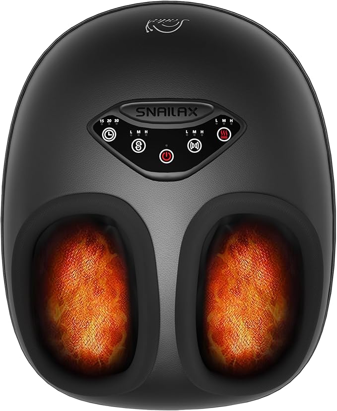 Snailax Shiatsu Foot Massager with Heat, Deep Kneading Rolling Compression Feet Massager for Plantar Fasciitis Neuropathy, 3 Heating Levels,3 Timer Option Fits Size up to 14“ Gifts for Men,Women - Bloomnest