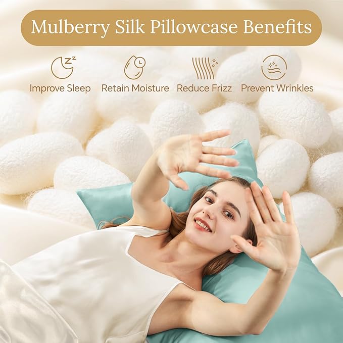 INFIIXSO Mulberry Silk Pillow Case King Size, Silk Pillowcase with Hidden Zipper 20"x36", Extraordinary Smooth and Soft Pillow Cases for Hair and Skin(ICY Morn, 1 Pack) - Bloomnest