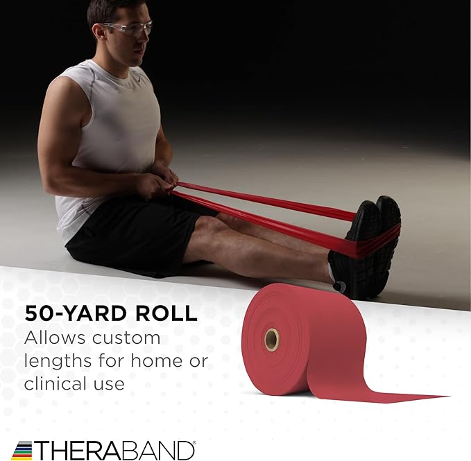 THERABAND Resistance Band, Black, Special Heavy, 50-Yard Roll, Latex Elastic Band for Exercise - Bloomnest