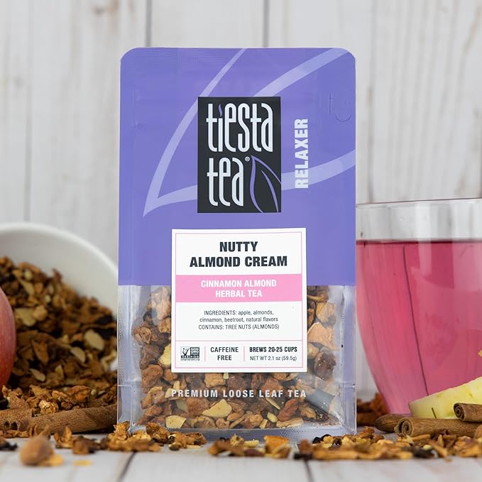 Tiesta Tea - Nutty Almond Cream, Premium Loose Leaf, Cinnamon Almond Herbal Tea Blend, Non-Caffeinated, Make Hot or Iced & Brews Up to 25 Cups, 2.1 Ounce Resealable Pouch - Bloomnest