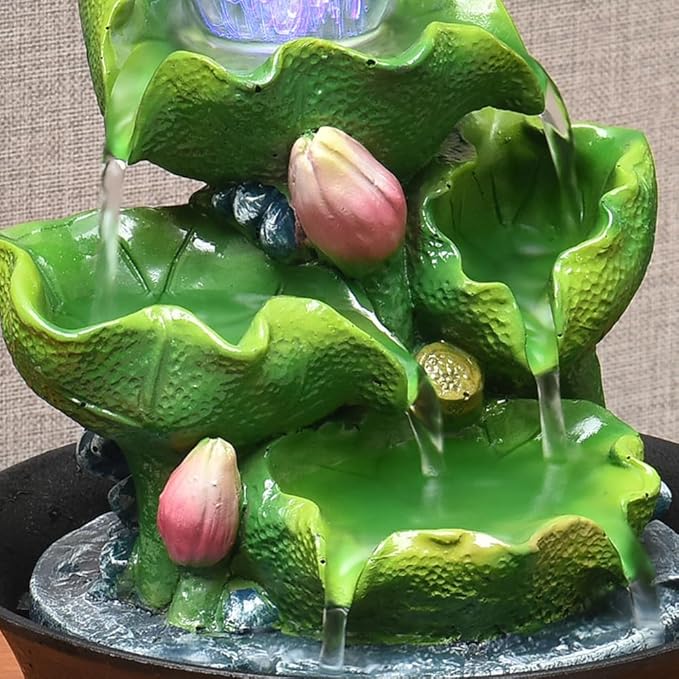 Tabletop Fountain House Decor Waterfall Fountain with Color-Changing LED Light for Office, Living Room, or Bedroom,Relaxing Indoor Tabletop Water Fountain(2813) - Bloomnest