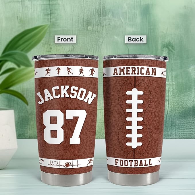 SANDJEST Football Tumbler 20oz 30oz Insulated Stainless Steel Coffee Cup Travel Mug Gift for Coaches Men Women Gifts for Football Fans Birthday Christmas - Bloomnest
