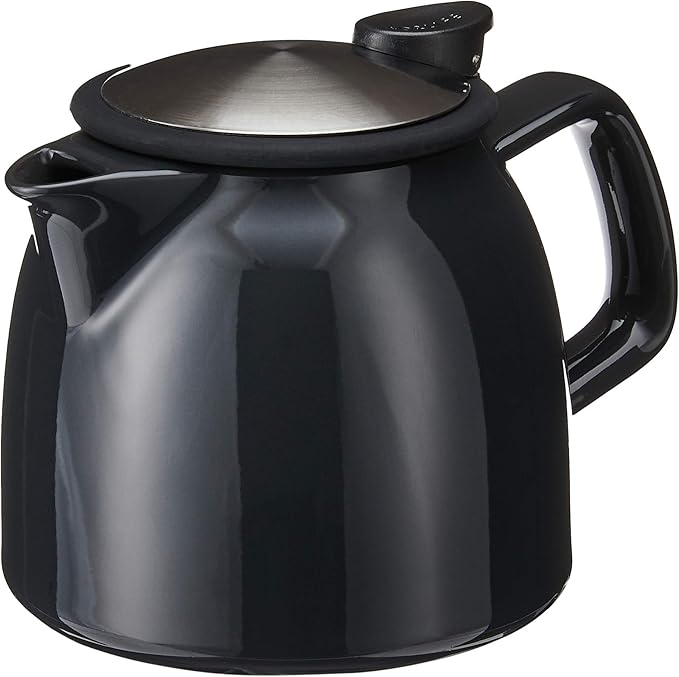 FORLIFE Bell Ceramic Teapot with Basket Infuser, 26-Ounce/770ml, Black Graphite - Bloomnest