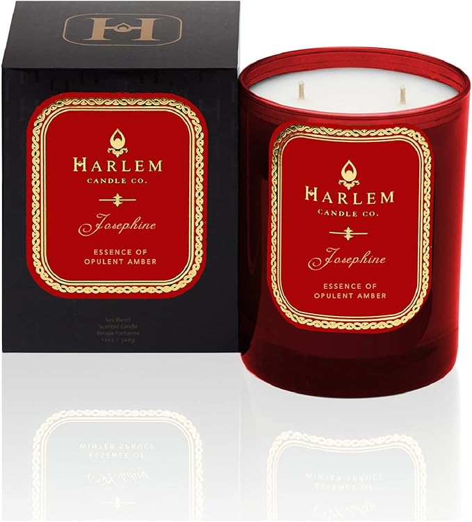 HARLEM CANDLE CO. Josephine - Luxury Scented Soy Candle, 11 oz - 80-Hour Burn Time | Rose, Jasmine, Warm Amber, Tonka Bean, and Sandalwood | Scented Candles for Home - Bloomnest