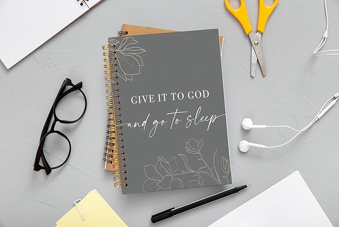Give It To God And Go To Sleep Spiral Notebook,Bible Notebook Journal for Women Men Writing,College Ruled Spiral Notebook 5.5X8.3 Inch - Bloomnest