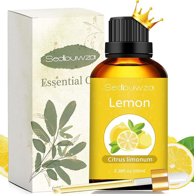 Sedbuwza Lemon Essential Oil 3.38 Fl OZ, 100% Pure Undiluted Lemon Oil for Diffuser, Aromatherapy, Perfumes, Candle, Soap Making Sedbuwza