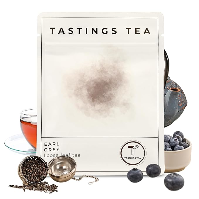 Tastings Tea Earl Grey - 3.5 oz. Loose-Leaf Blend | Assam & Nilgiri Tea Leaves with Bergamot Oil | Caffeinated for Morning Rituals | Holistic Wellbeing - Bloomnest