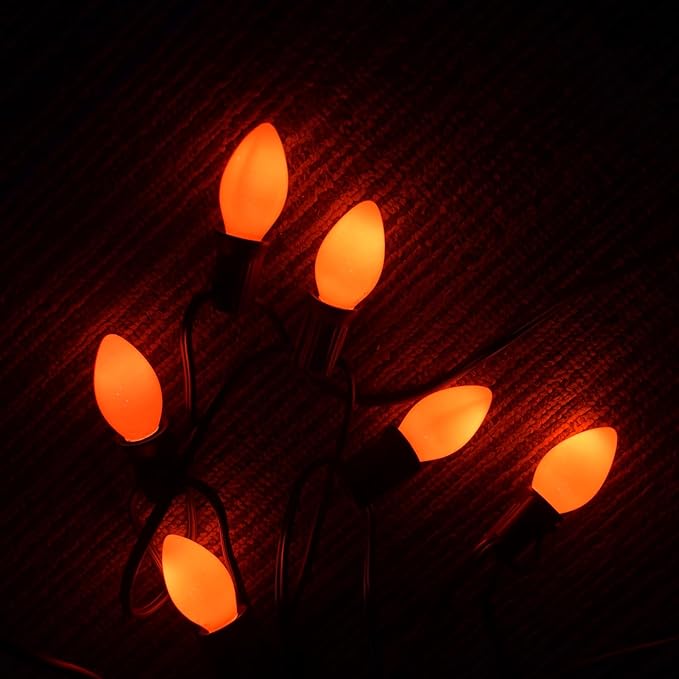 SUNSGNE C7 Christmas Orange Incandescent Night Light Bulbs, 25 Pack C7 Ceramic Replacement Bulbs for Outdoor String Lights, E12 Candelabra Base, 5 Watt, Ceramic Orange - Bloomnest