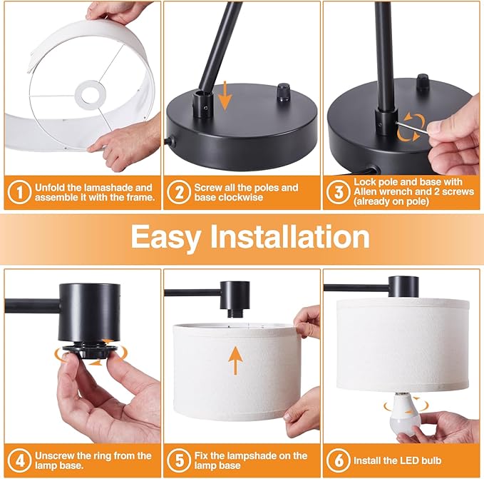 Luvkczc Table Lamp for Bedroom Set of 2 with USB C+A Ports, Fully Stepless Dimmable Bedside Lamp with Linen Lampshade, Contemporary Lamp for Living Room Reading Office, 2 LED Bulbs Included (Black) - Bloomnest