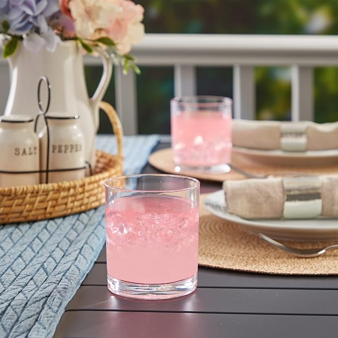 US Acrylic Classic Clear Plastic Reusable Drinking Glasses (Set of 6) 12oz Rocks Cups | BPA-Free Tumblers, Made in USA | Top-Rack Dishwasher Safe - Bloomnest