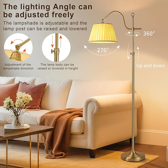 Bright 12W LED Floor Lamps with Smart Remote and Bluetooth,Adjustable Brightness and Color, Gold Brass Boho Mid Century Home Decor,Living Room Sofa Corner Bedroom Bedside Reading Standing Tall Lights
