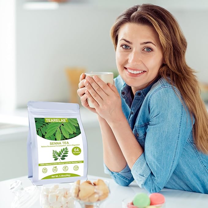 TEARELAE - Senna Tea - 1.5g x 64 Count Senna Leaves Tea Bags - Premium Indian Senna Leaves - Relieve Constipation, Aid in Digestion - Caffeine-Free, Non-GMO - Bloomnest