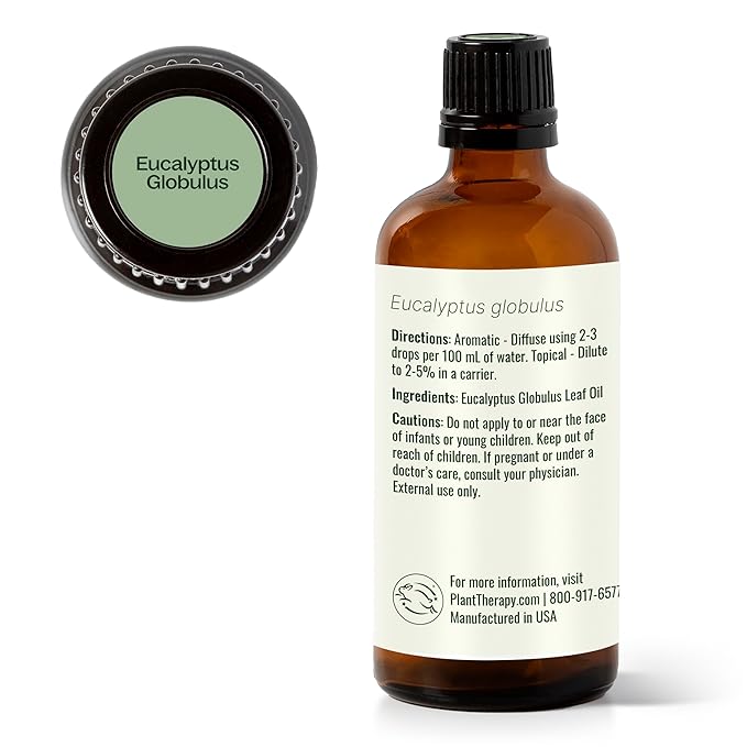 Plant Therapy Eucalyptus Globulus Essential Oil 100 mL (3.3 oz) for Diffuser, Skin, Hair, Aromatherapy DIYs, and Clear Breathing, 100% Pure, Undiluted, Therapeutic Grade - Bloomnest