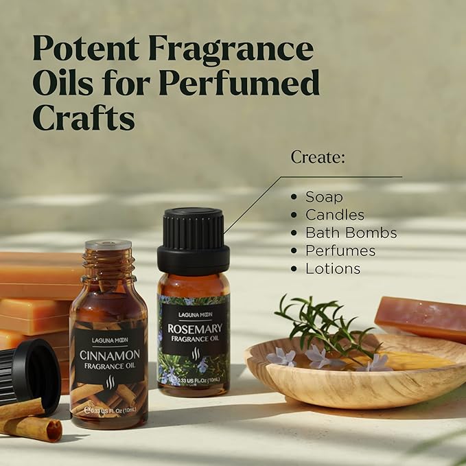 Lagunamoon Fragrance Oil Collection - Premium 16 Piece Gift Set for Diffusers, DIY Candle Making Supplies, Soap Scents, Slime - Aromatherapy Essential Oil Set for Home, Office, Car & Yoga Room LagunaMoon