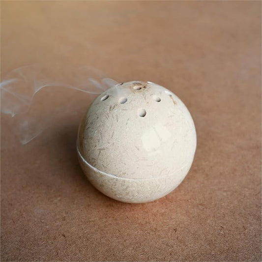 Marble Incense Burner, Handcrafted Stone Incense Holder for Various Incense Types, Durable and Elegant Design (Beige Marbel) - Bloomnest