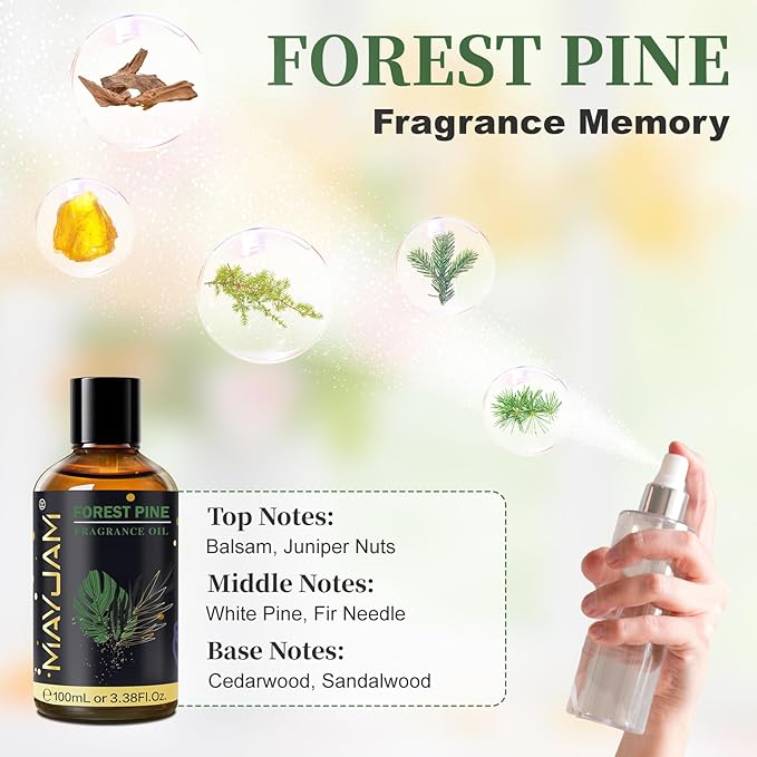 Forest Pine Fragrance Oil Essential Oil, MAYJAM 3.38FL.OZ Forest Pine Oil for Diffusers for Home, Long Lasting Scented Oils for Soap Candle Making - 100ML MAYJAM