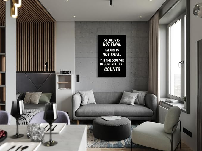 WYJDFART Inspirational Canvas Poster Failure Is Not Fatal Winston Churchill Quotes Printed Modern Artwork Motivational Wall Art for Gym Bedroom Office Home Decor Framed Ready to Hang [24" W X 36" H] - Bloomnest