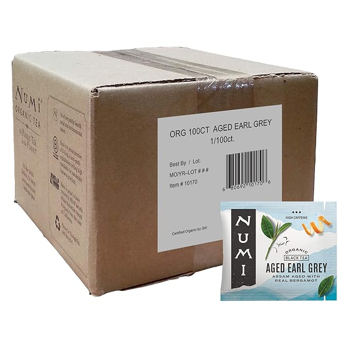 Numi Organic Aged Earl Grey Tea, 100 Tea Bags, Black Tea With Bergamot Orange, Caffeinated - Bloomnest