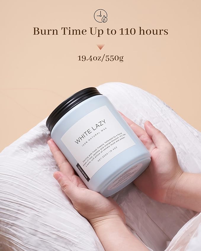M&SENSE Spring Scented Candle, Jasmine Clean Cotton Soy Wax Large 19.4oz 110 Hour Long Lasting Burning Non Toxic Organic Natural 2 Wick Relaxing Jar Candle for Women - Bloomnest