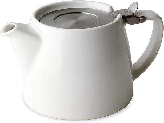 FORLIFE Stump Teapot with SLS Lid and Infuser, 18-Ounce, White