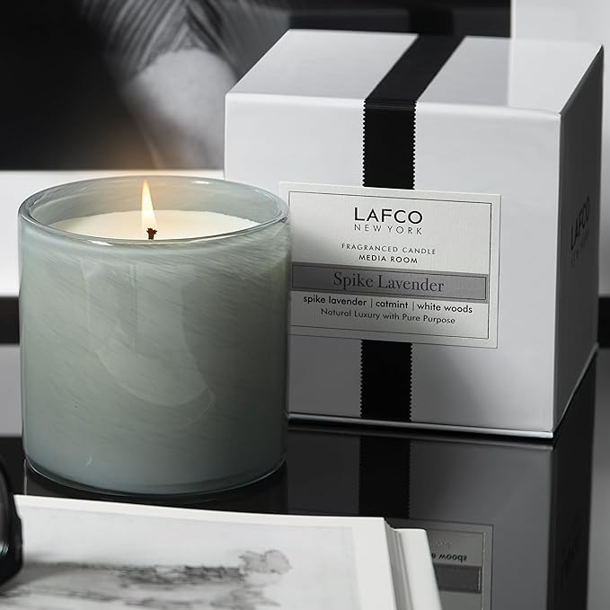 LAFCO New York Signature Candle, Spike Lavender - 15.5 oz - 90-Hour Burn Time - Reusable, Hand Blown Glass Vessel - Made in The USA - Bloomnest