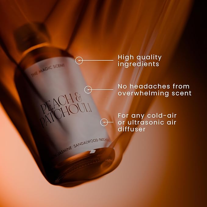 The Magic Scent Peach & Patchouli Diffuser Oil - Hotel & Home Luxury Scents - Diffuser Oil Scents for Home Designed for Use in All Diffusers - 4 fl oz, 120 mL - Bloomnest