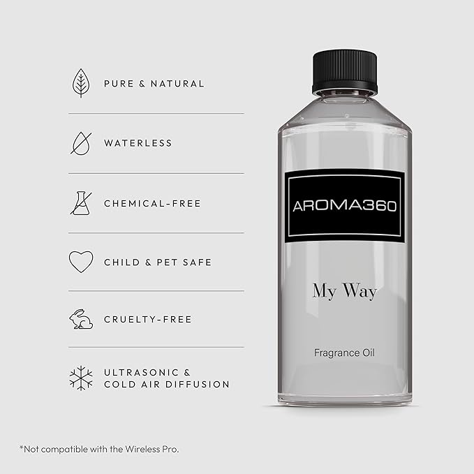 Aroma360 - My Way Fragrance Oil Blend | Hotel Inspired for Luxury Essential Oil Diffusers | Aromatherapy Scent Diffuser Oil | Lush Sandalwood, Warm Cedar, and Delicate Florals. - 500ML - Bloomnest