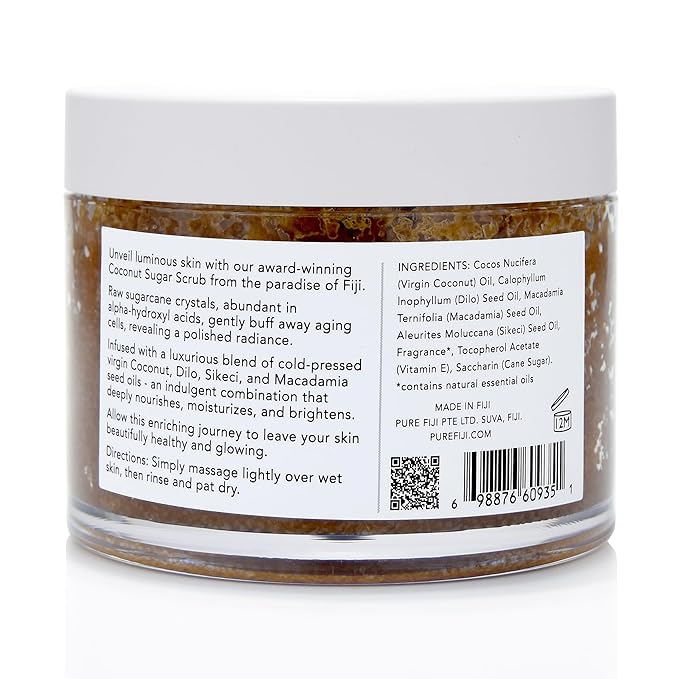 Pure Fiji Coconut Sugar Body Scrub, White Gingerlily (10.14 Oz /300ml) - Bloomnest
