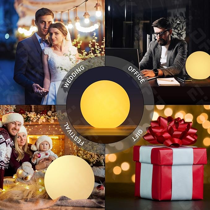 LOFTEK 6-inch LED Light Ball: Nursery Night Light with Remote Control, 16 RGB Color Changing & Dimming Rechargeable, Cordless Portable Floating Pool Lights for Kids or Decor - Bloomnest