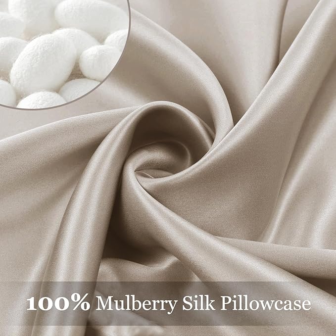 Adubor 100% Silk Pillowcase - Mulberry Silk Pillow Cases, 23 Momme 6A Grade Fibers, Silk Pillow Case for Hair and Skin Health, with Hidden Zipper (King 20''×36'', Beige, 1PC) - Bloomnest