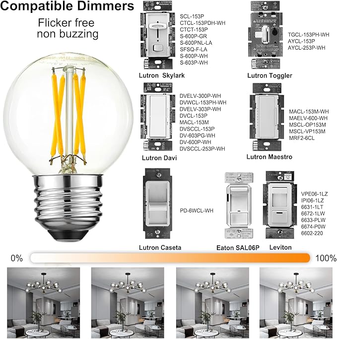 Arberlic G16.5 Light Bulb dimmable,4W E26 LED Bulb Equivalent 40 watt e26 Bulb,Neutral White 4000K,400lm,CRI>85,AC120V,Edison Style,Clear Glass,Flicker Free,Pack of 6 - Bloomnest