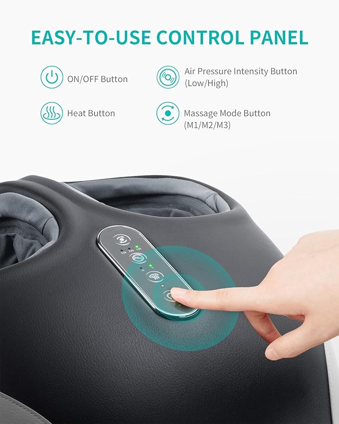 Nekteck Foot Massager Machine with Heat, Deep Kneading Shiatsu Foot Massager with Air Compression, Soothe Muscles, Multiple Massage Modes & Adjustable Intensity Christmas Gifts for Her & Him - Bloomnest