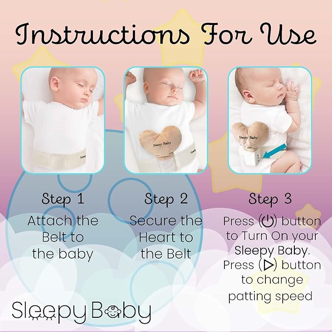 Sleepy Baby Shh White Noise Machine with Gentle Rhythmic Tapping | Mimics Parents Soothing Touch | Adjustable Speeds & Belt | Helps Reduce Constant Holding and Rocking - Bloomnest