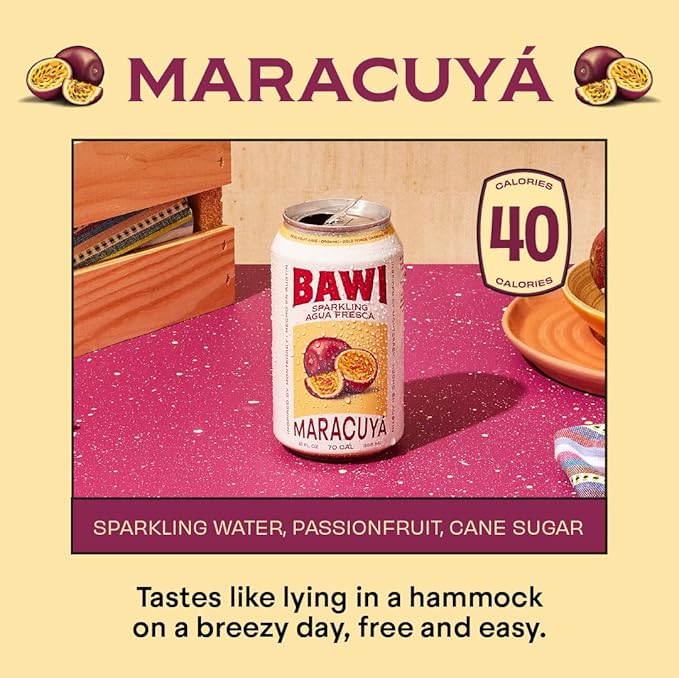 Bawi Agua Fresca Passion Fruit Flavored Sparkling Drink, 12 Fluid Ounces (Pack Of 12) - Bloomnest
