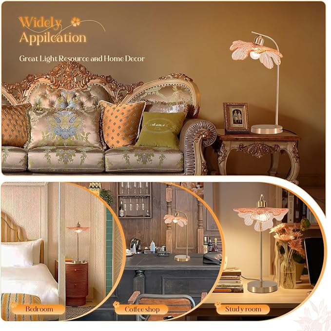 Mid Century Modern Table lamp 2 Pack Gold Table Lamps with Touch Switch Amber Glass Tall Table lamp Bedside Desk lamp nightstand lamp Small Table lamp for Bedroom Living Room Office - Bloomnest
